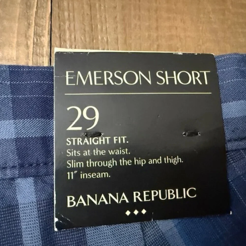 Banana Republic Emerson Shorts Blue Plaid Straight Fit Men's Size 29